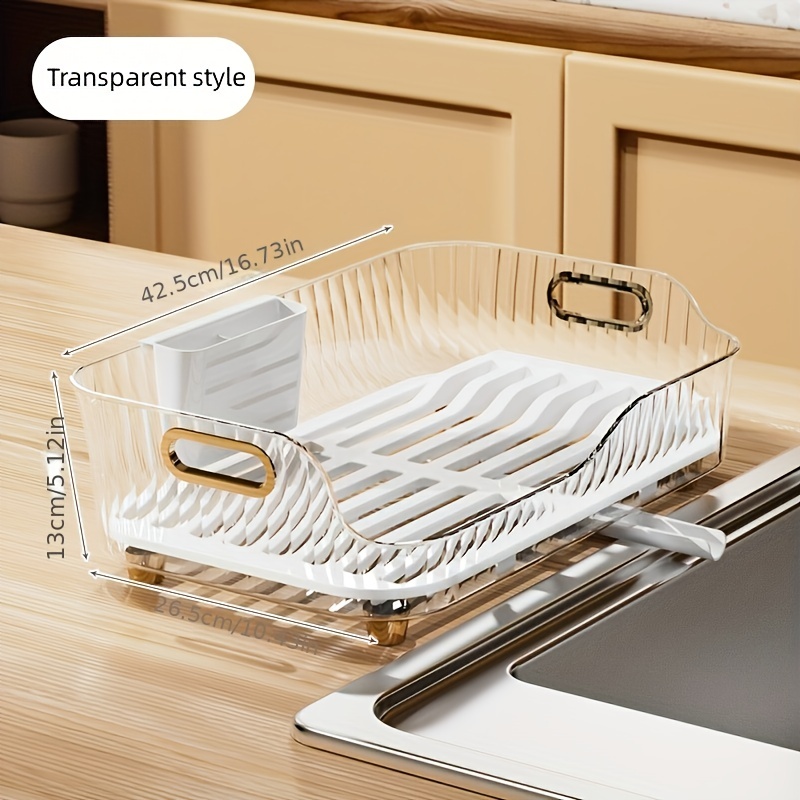 Space Saving Tableware Drying Rack With Draining Spout - Durable Pet  Material Countertop Flatware Organizer Rack With Utensils Holder For Fruit  And Vegetable Washing And Draining - Kitchen Accessories - Temu