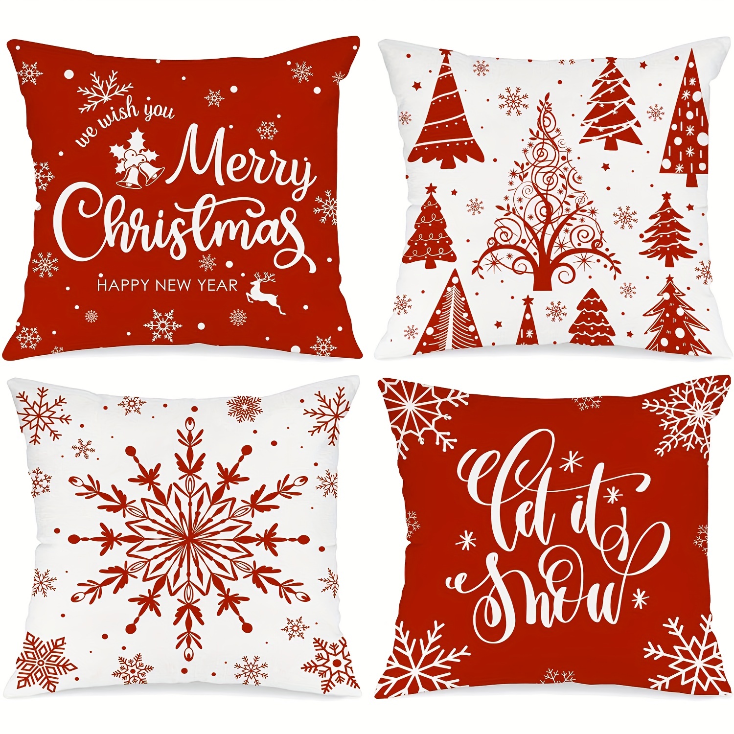 Christmas Pillows, Winter Xmas Holiday Farmhouse Outdoor Snowflake Red Christmas  Pillow Covers18x18 Set of 2, Christmas Decorations Indoor Throw Pillows for  Home Couch Sofa Bed 