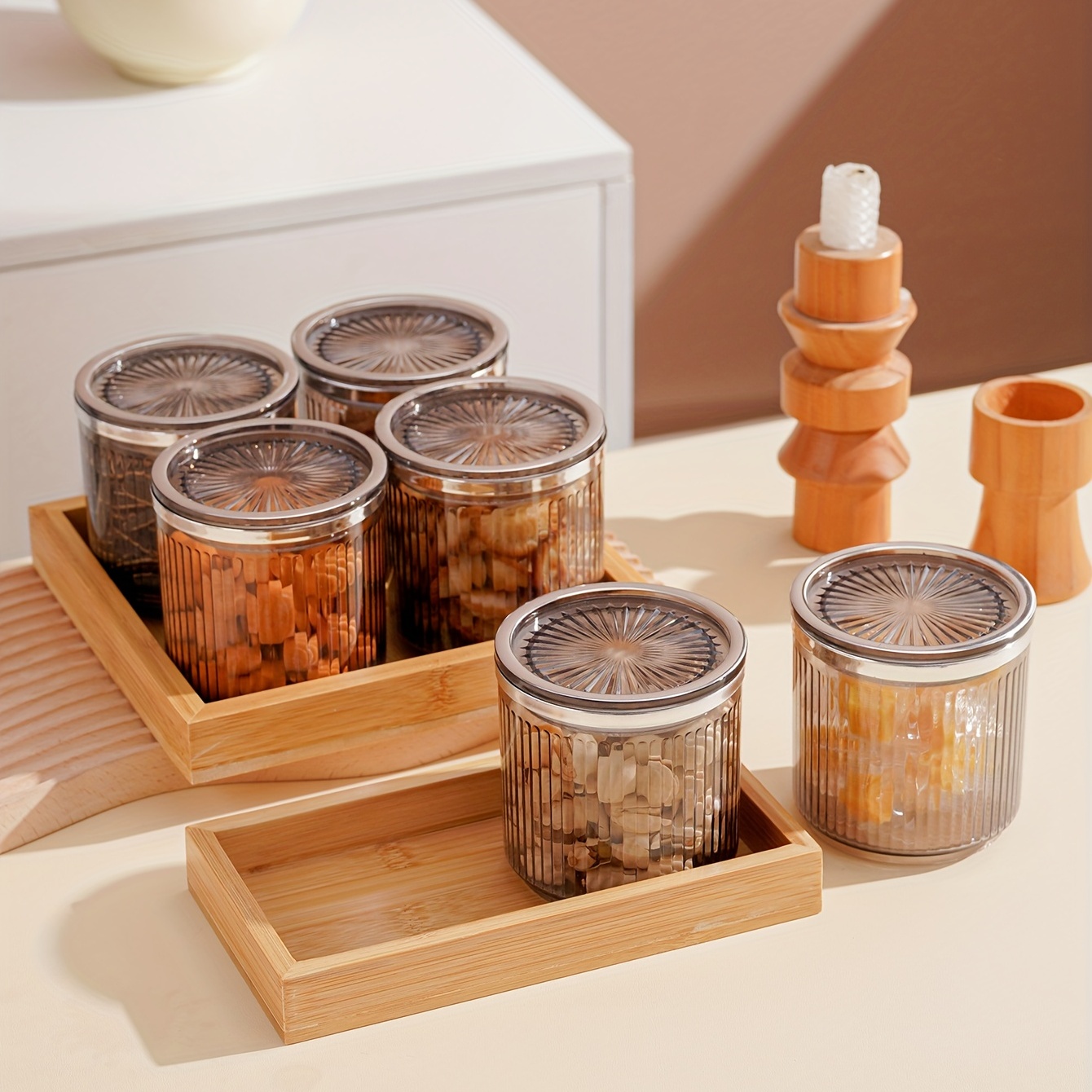 Glass Bottle Sealed Jar Amber Plum with Lid Kitchen Food Grade Dry Candy Storage  Storage Jar