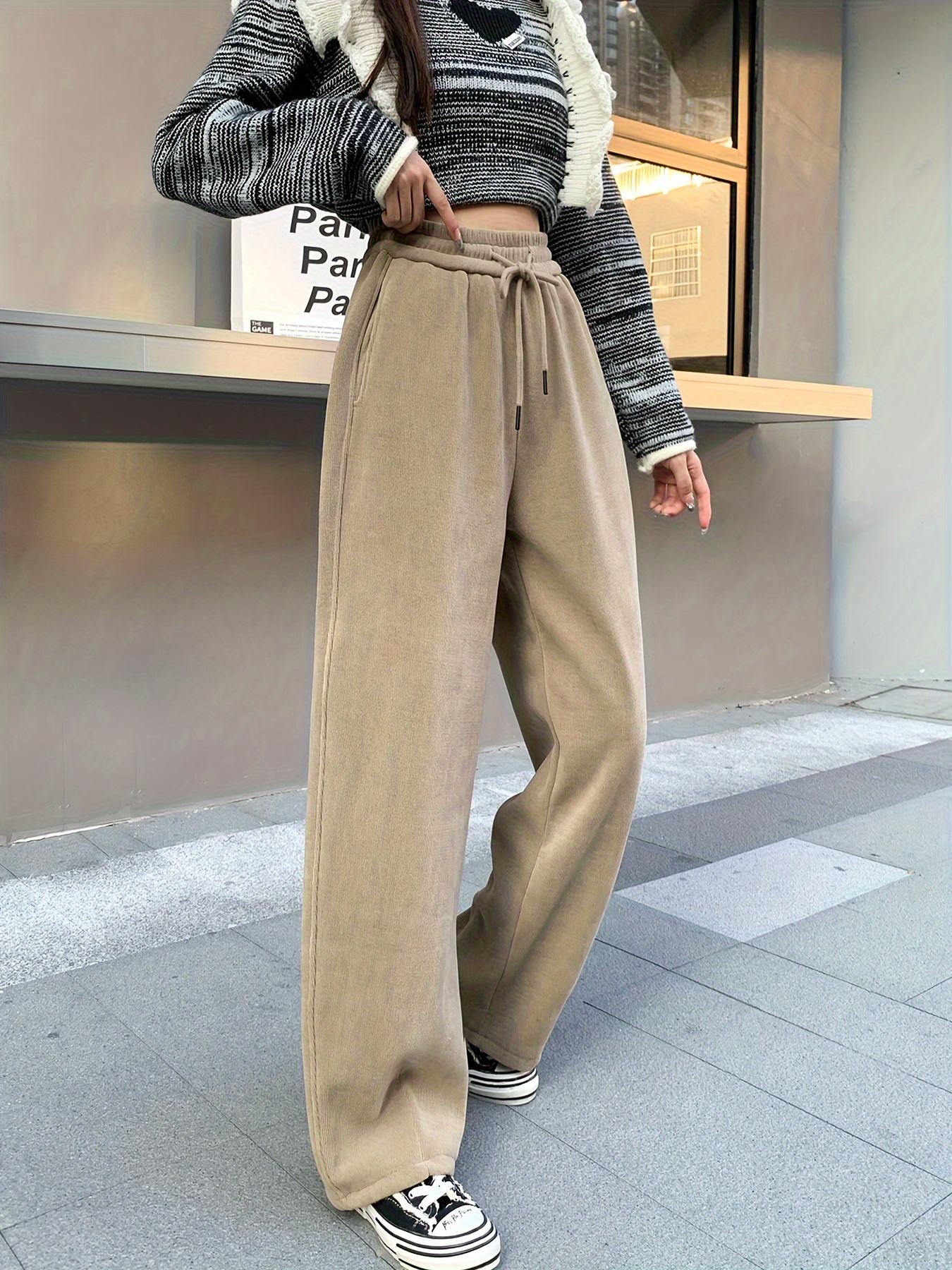Drawstring Waist Straight Leg Trousers  Pants for women, Women pants  casual, Shopping outfit