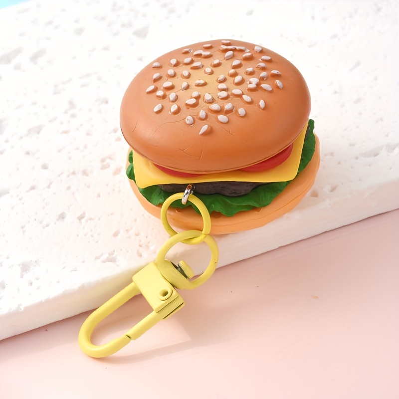 1pc/2pcs Fun Cartoon Hamburger Keychain For Boys, Cute Bag Pendant