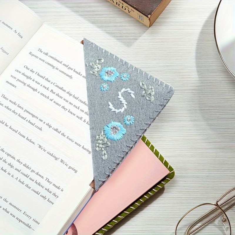 Hand Embroidered Corner Bookmark Hand Stitched Felt Corner Temu