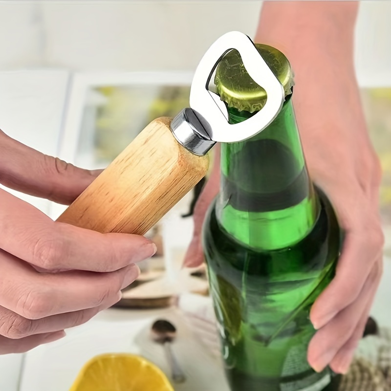 Wooden Handle Can Opener Stainless Steel Can Bottle Opener Practical Beer Can  Opener 