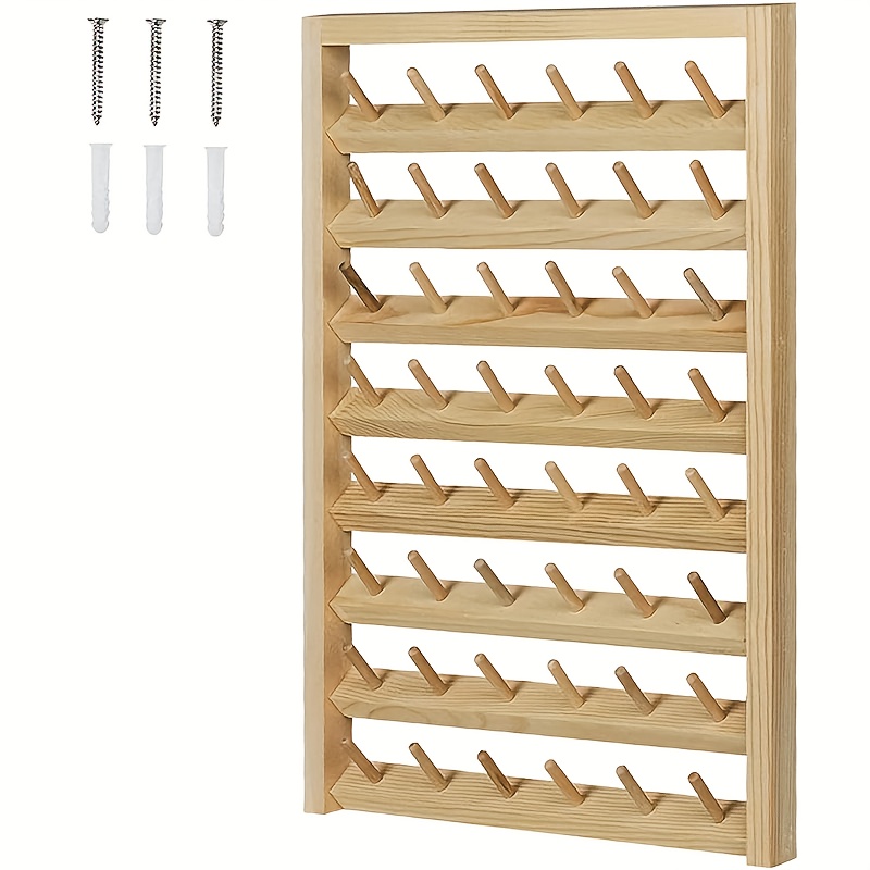 

1pc Wooden 48-spool Sewing Thread Rack, Sewing Embroidery Thread Rack, Wall Mounted Sewing Thread Holder, For Sewing Quilting Embroidery Hair-braiding, Ideal Gift For Halloween Christmas New Year