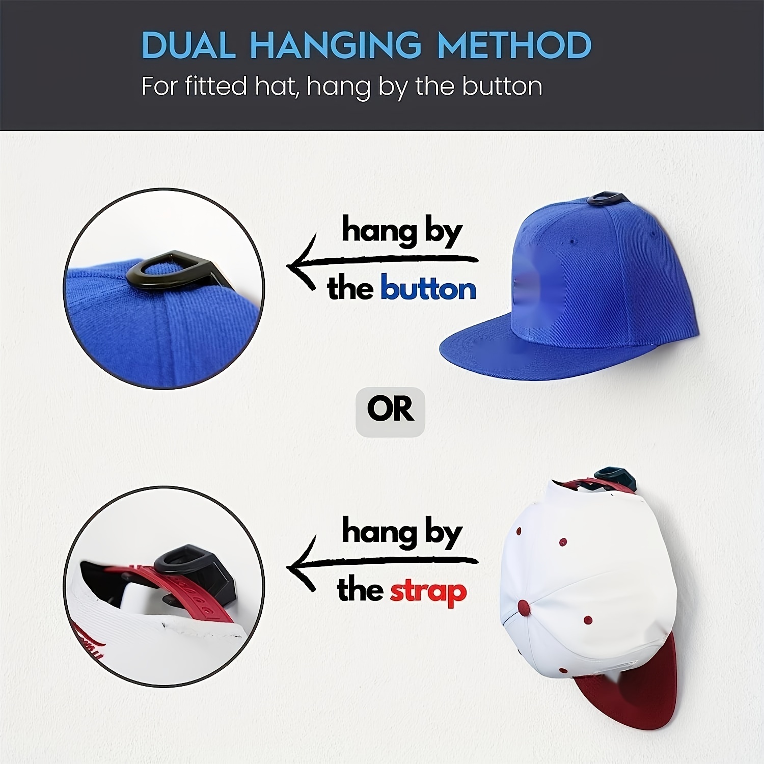 Adhesive Hat Hooks for Wall Mount(10-Pack) - Minimalist Hat Rack Design for  Baseball Caps, No Drilling, Adhesive Hat Hooks for Wall Minimalist Hat Rack  No Drilling Hat Holder Strong Hat Hanger 