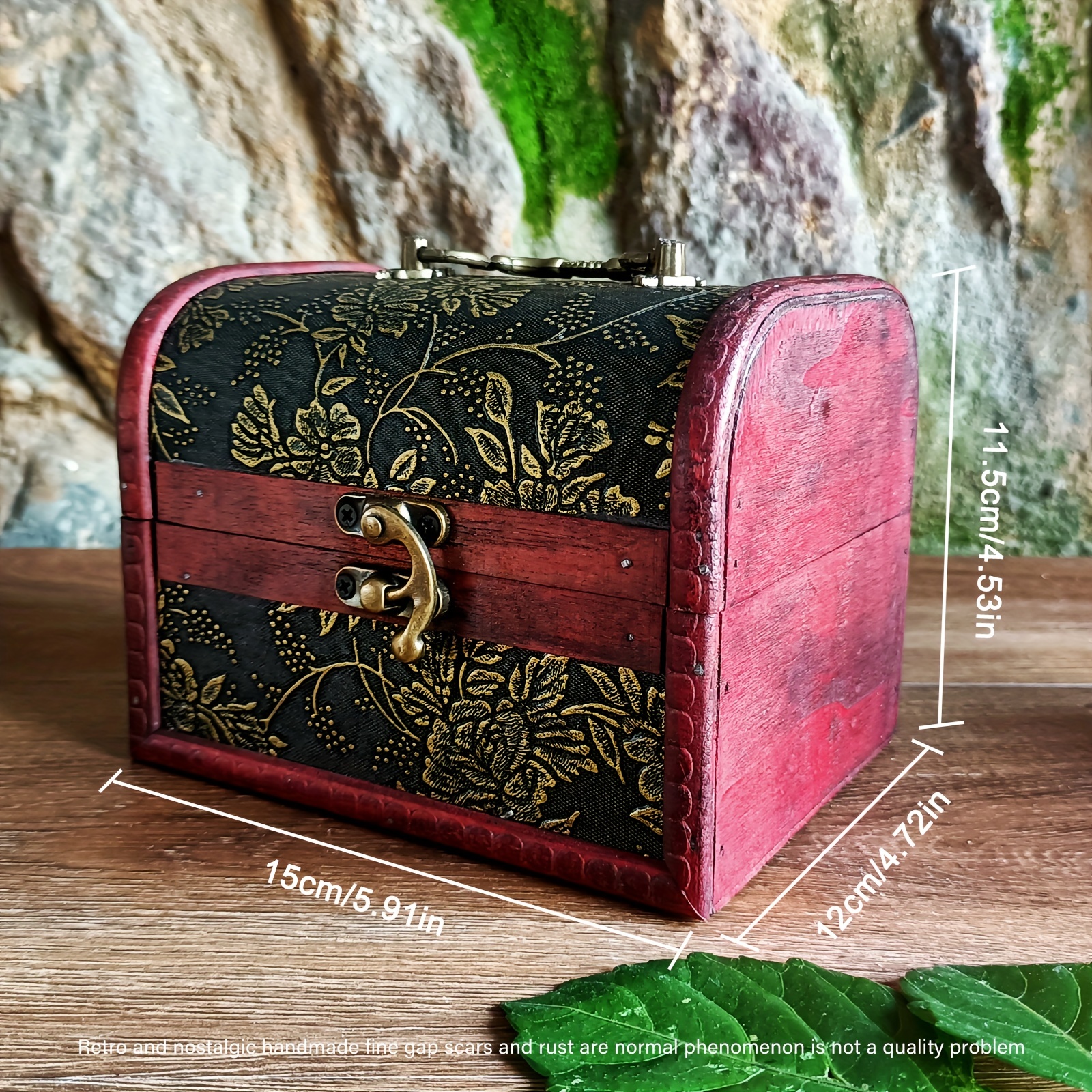 1pc, Antique Square Jewelry Storage Box Retro Wooden Makeup Tool Storage  Box With Bronze Lock Catch Jewelry Storage Box For Crafts Keepsake Memory