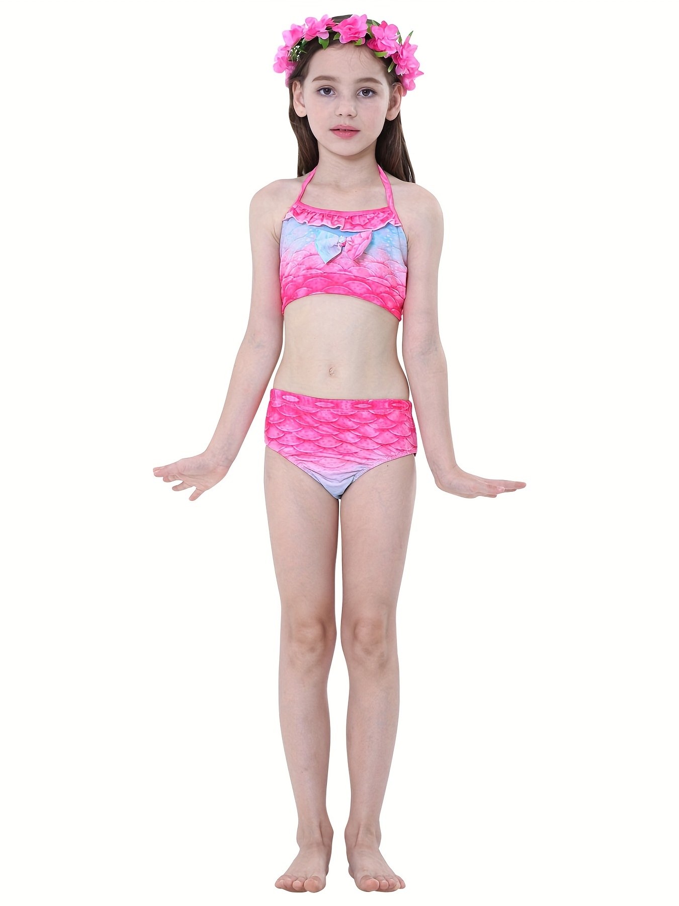 Girls Swimsuits Two-pieces Tankini Bathing Suits Teen Girl's Bow
