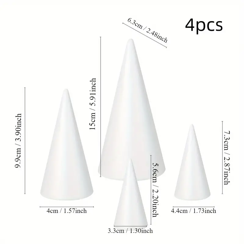White Solid Foam Cone Diy Craft Cone Shaped Accessories - Temu