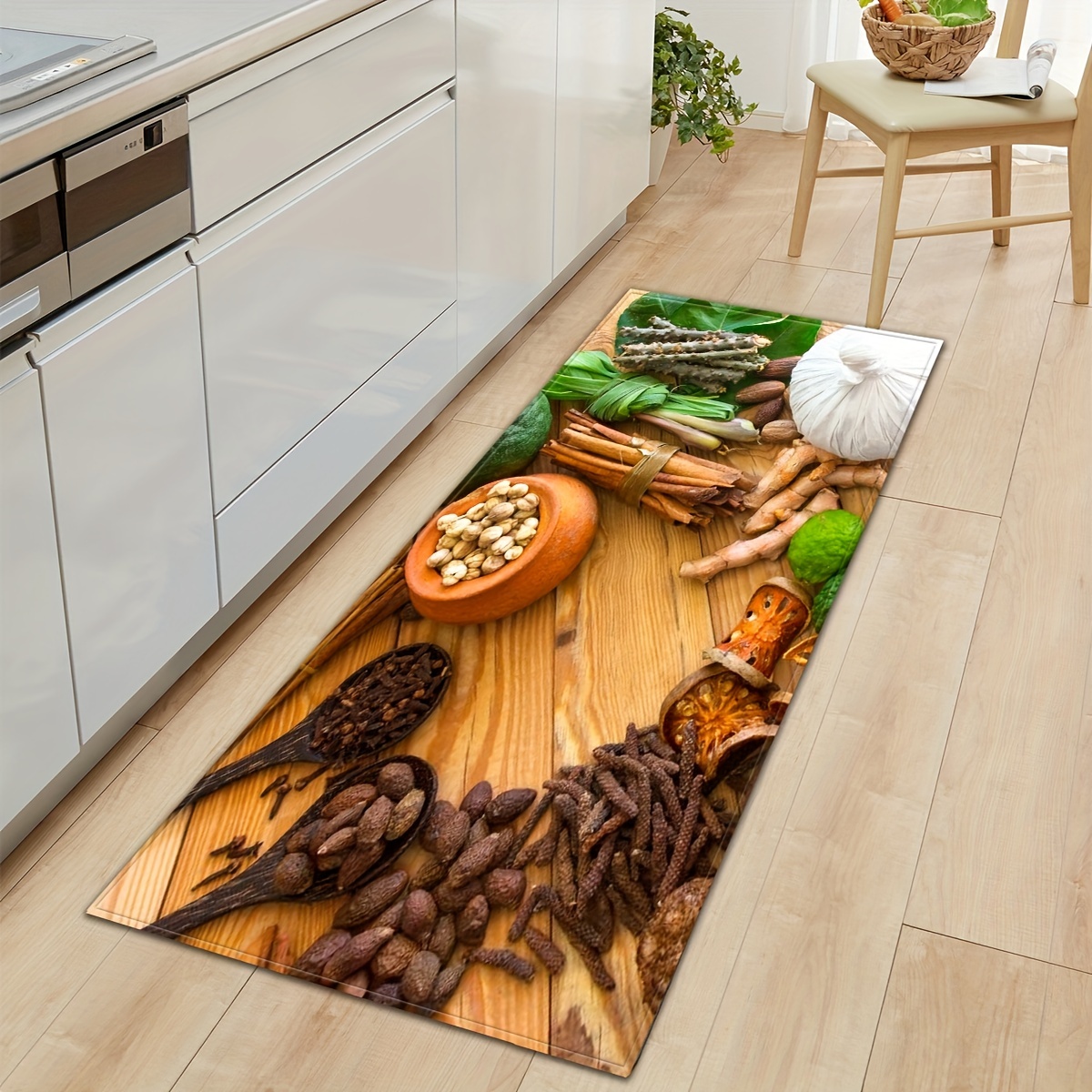 Kitchen floor mat, Spoon Spices Kitchen Non Slip Anti Fatigue Floor Mats,  Comfort Soft Absorb Cushioned Standing Doormat Runner Rugs 