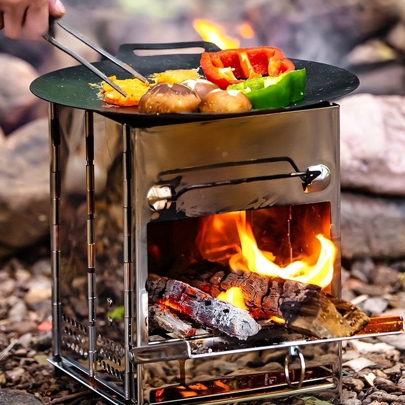 Acquista Fornello da campeggio quadrato a legna BBQ di sopravvivenza  all'aperto Mini grill BBQ BBQ da campeggio all'aperto Legna da ardere BBQ  pieghevole Fornello da picnic