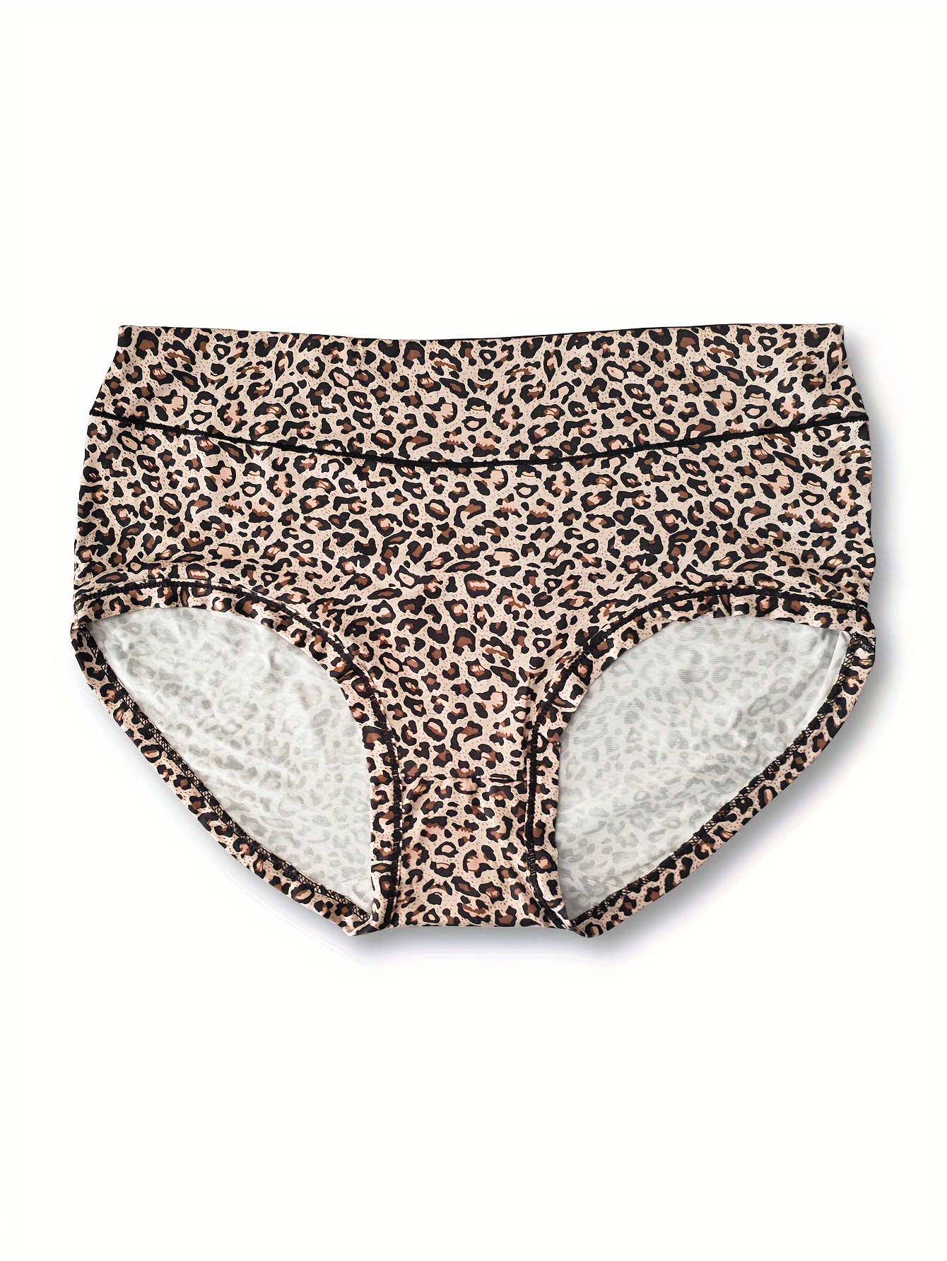 4 Pack Plus Size Leopard Print Soft Briefs Set
