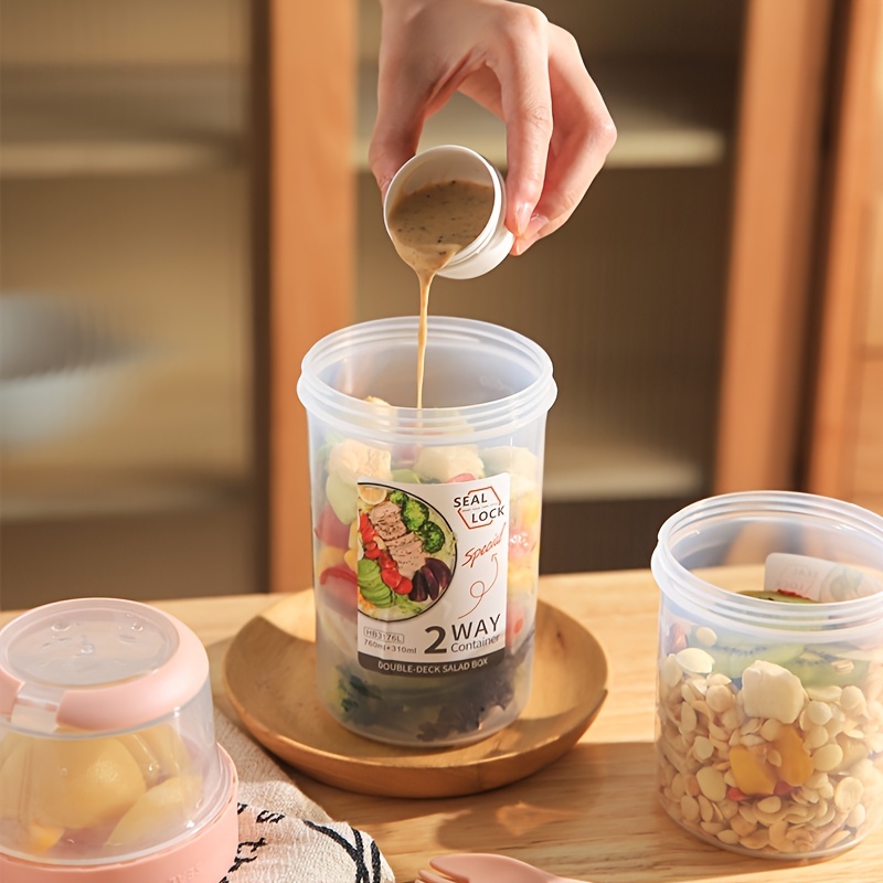Breakfast On The Go Cups,Yogurt Portable Cups Large Capacity Sealed Double  Layer Food Container With Cereal Oatmeal or Fruit Container