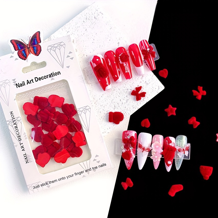 Christmas Hat Bowknot Star Heart Nail Charms red Nail Art - Temu