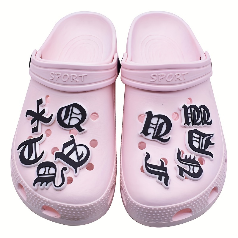 26pcs Heart & Number Design Shoe Decoration, Color Block PVC Cute  Accessories For Clogs Slides