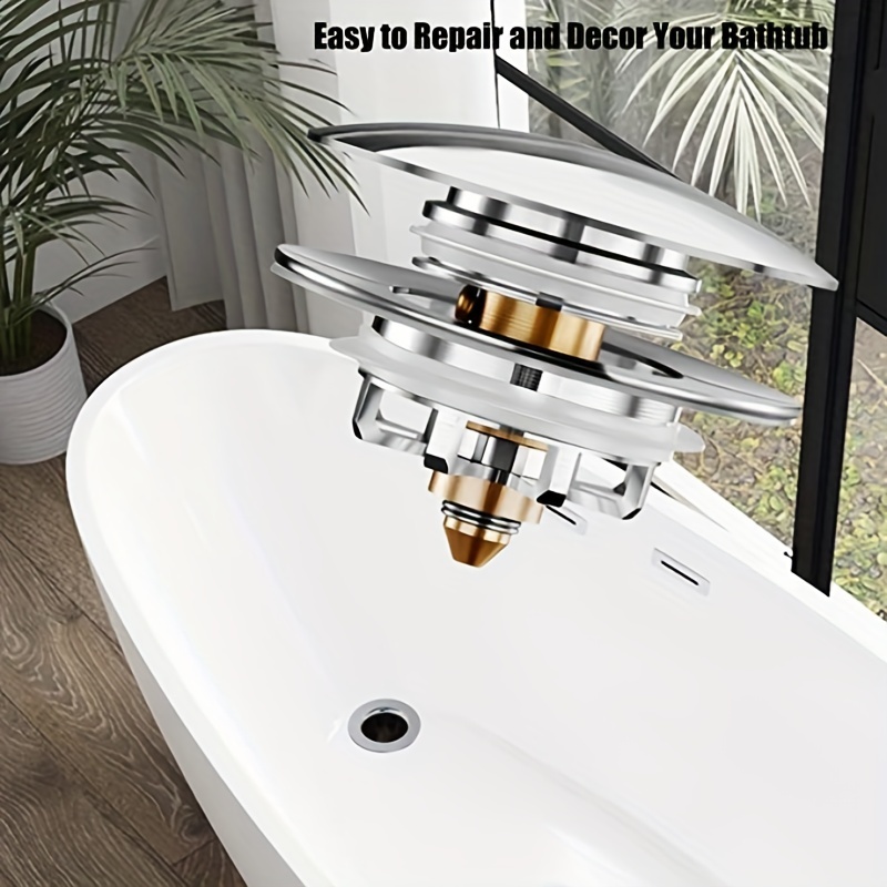Upgrade Bathtub Stopper with Hair Catcher, Pop Up Tub Drain Stopper, Anti  Clogging Bathtub Drain Cover,Replaces Lift and Turn, Tip-Toe and Trip Lever