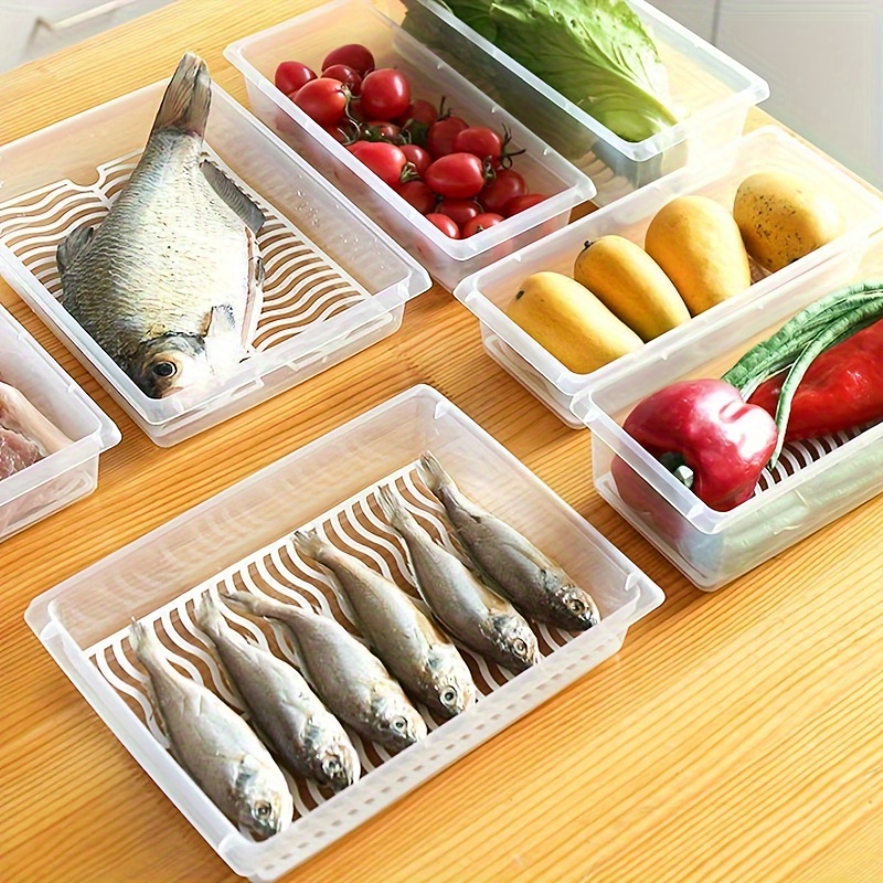 6PCS Food Storage Containers with Lids Airtight, Plastic Reusable Food Prep Containers  Fruit Storage Organizer Storage Bin for Storing Fish, Meat, Vegetables 