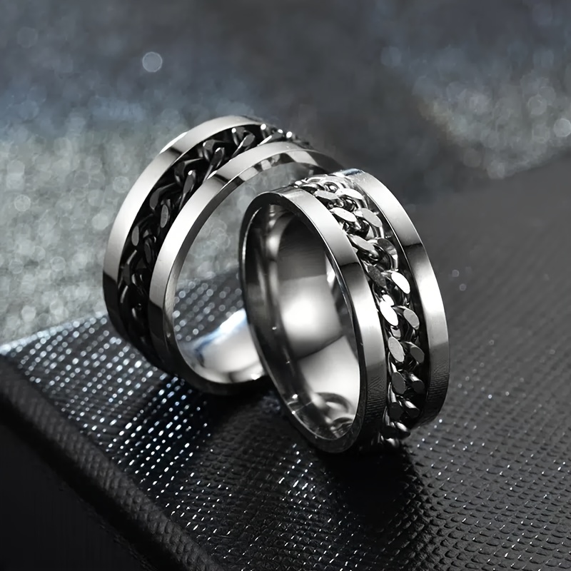 Men's Fashion Cool Spinner Stainless Steel Rings - Temu