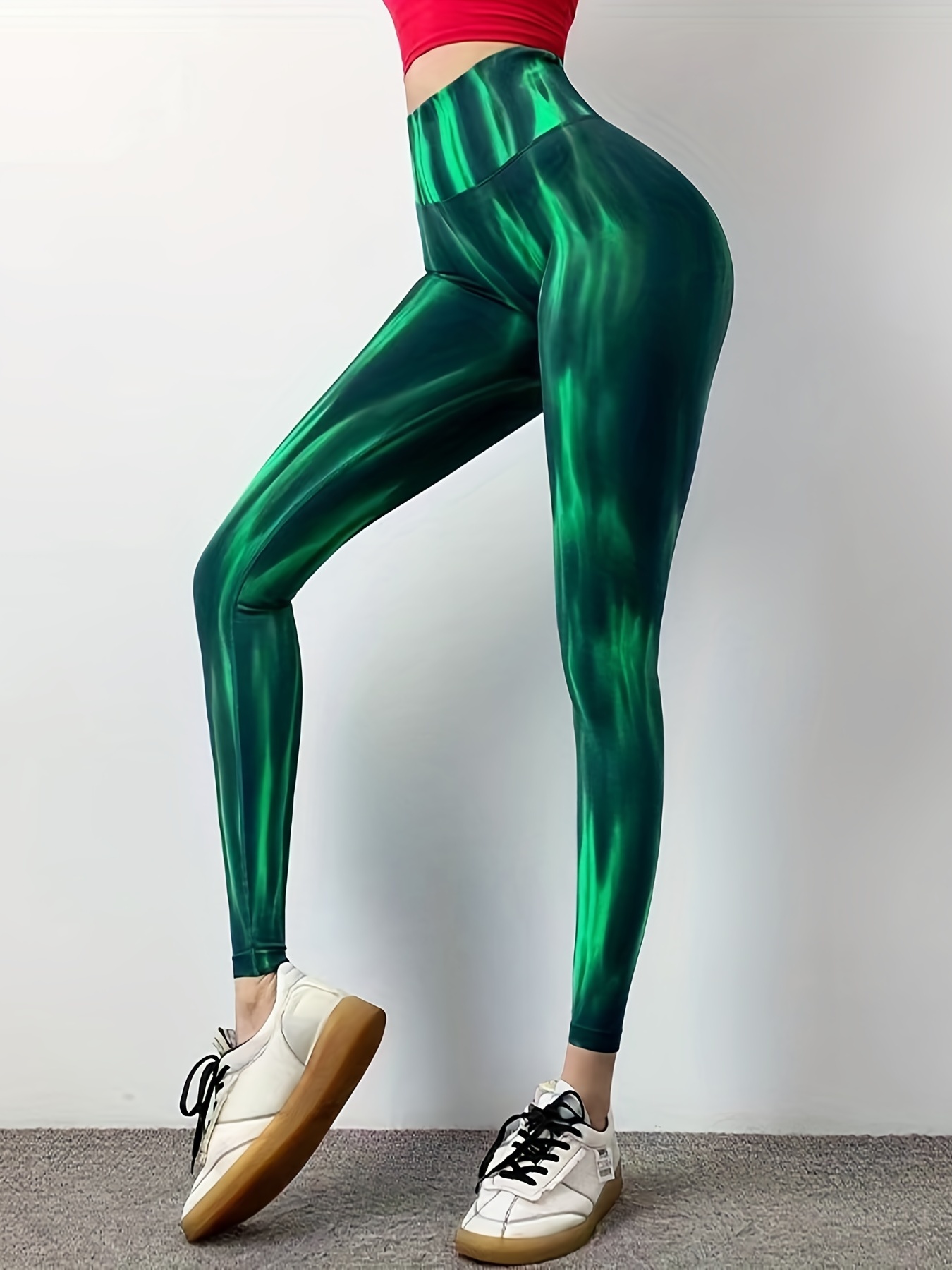Aurora Print High Waist Tummy Control Sports Leggings, Running Fitness  Tight Pants, Women's Activewear