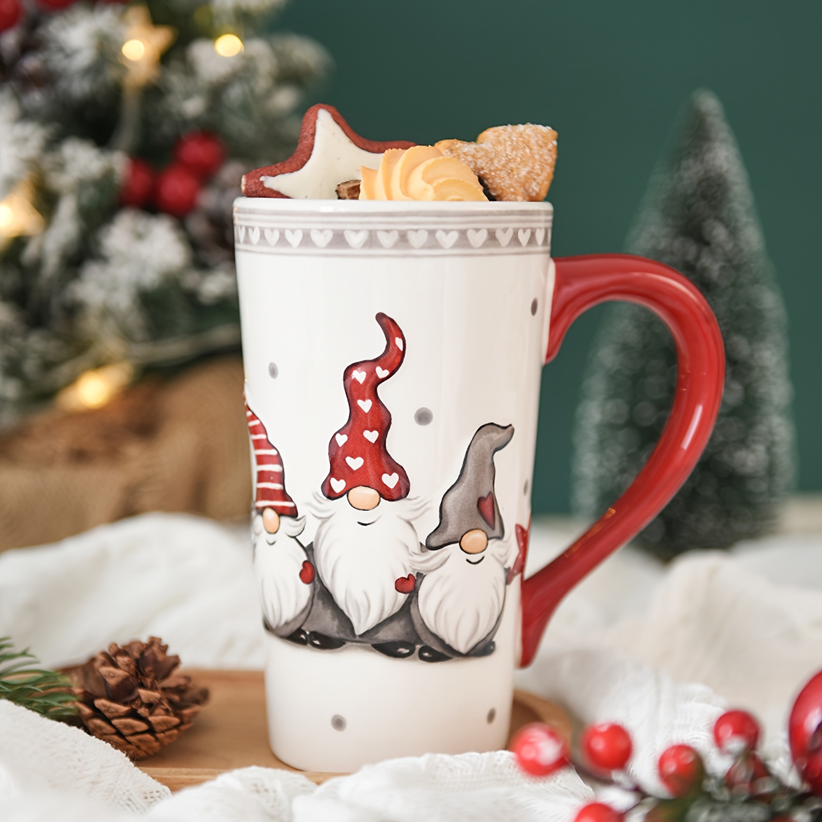 Hand painted Santa Claus Mug Embossed Ceramic Coffee Cup - Temu