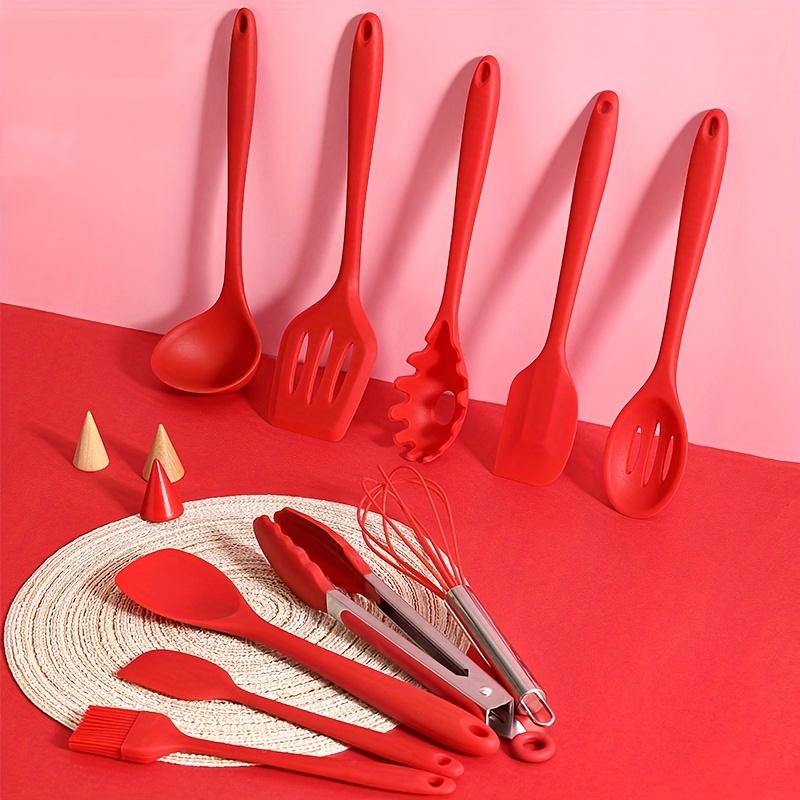 Mini Silicone Kitchen Utensil Set Cooking and Baking Utensils 6PCS,red 
