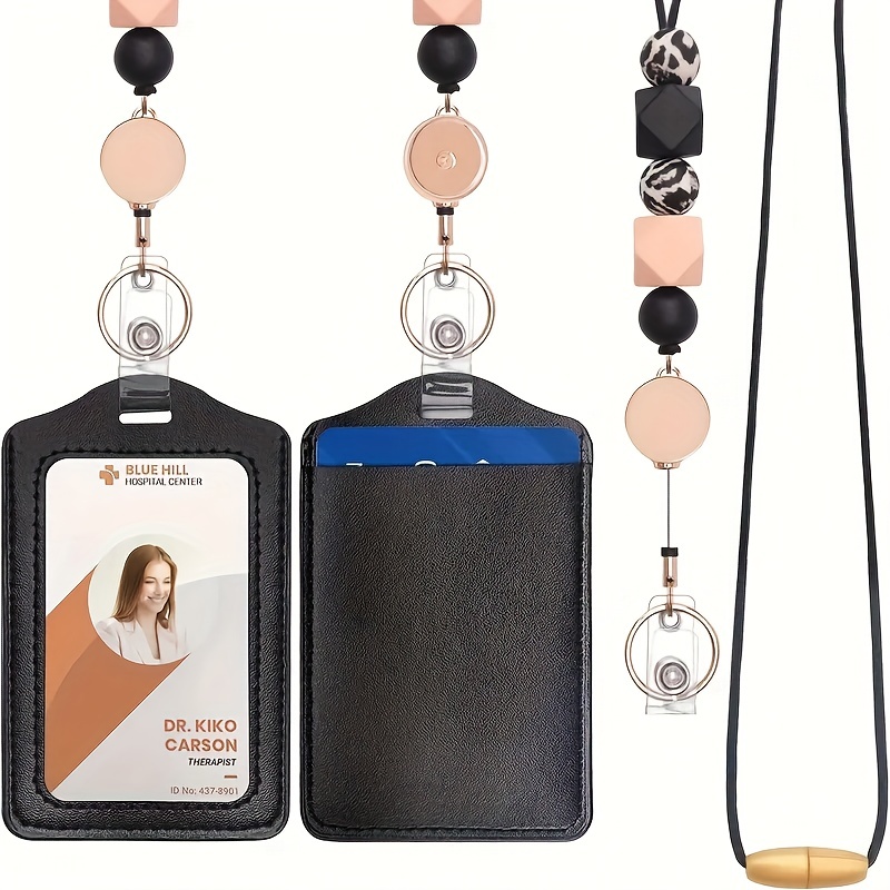 Cute Id Badge Holder Set With Retractable Badge Reel, Lanyard & Heavy Duty  Clip - Perfect For Work, Nurse, Teacher, Cruise Ship Cards & More! - Temu