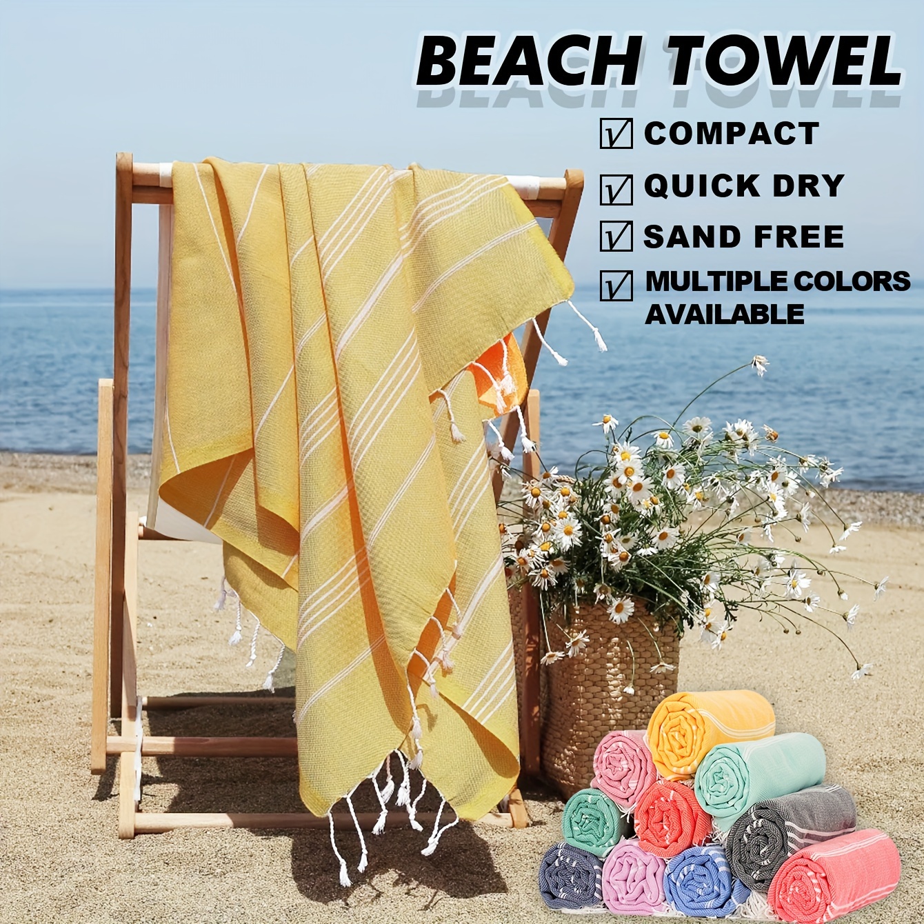 Toalla de playa de gran tamaño, grande de 35 x 70 pulgadas, toalla de playa  de microfibra a rayas, sin arena, absorbente, de secado rápido, para
