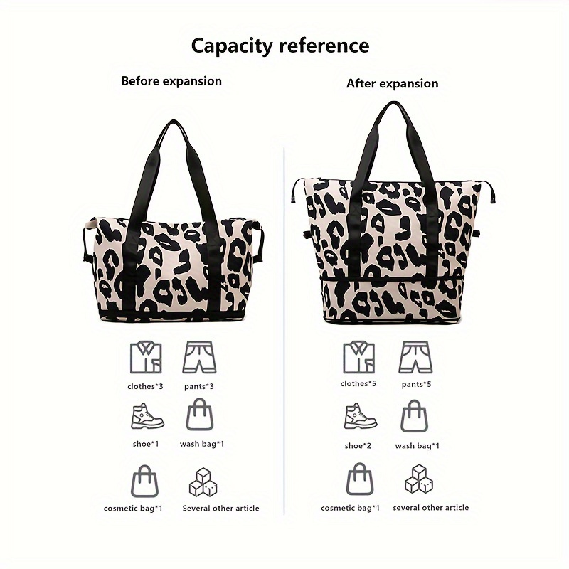 Borsa Weekend Motivo Leopardato Borsone Viaggio Donna Borsa - Temu Italy