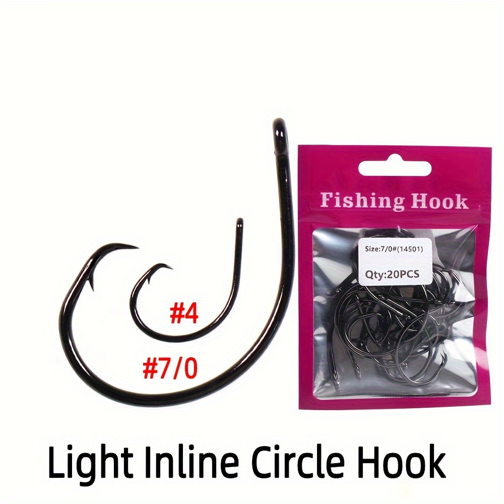 20pcs/pack Multi Size High Carbon Steel Circle Hook For Saltwater, Barbed  Fishing Hooks For Bass Catfish Octopus Wahoo Pike Tuna Striped Bass Sailfish