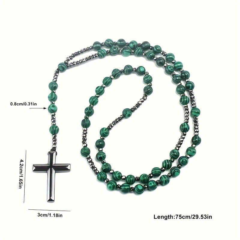 Green stone clearance cross necklace