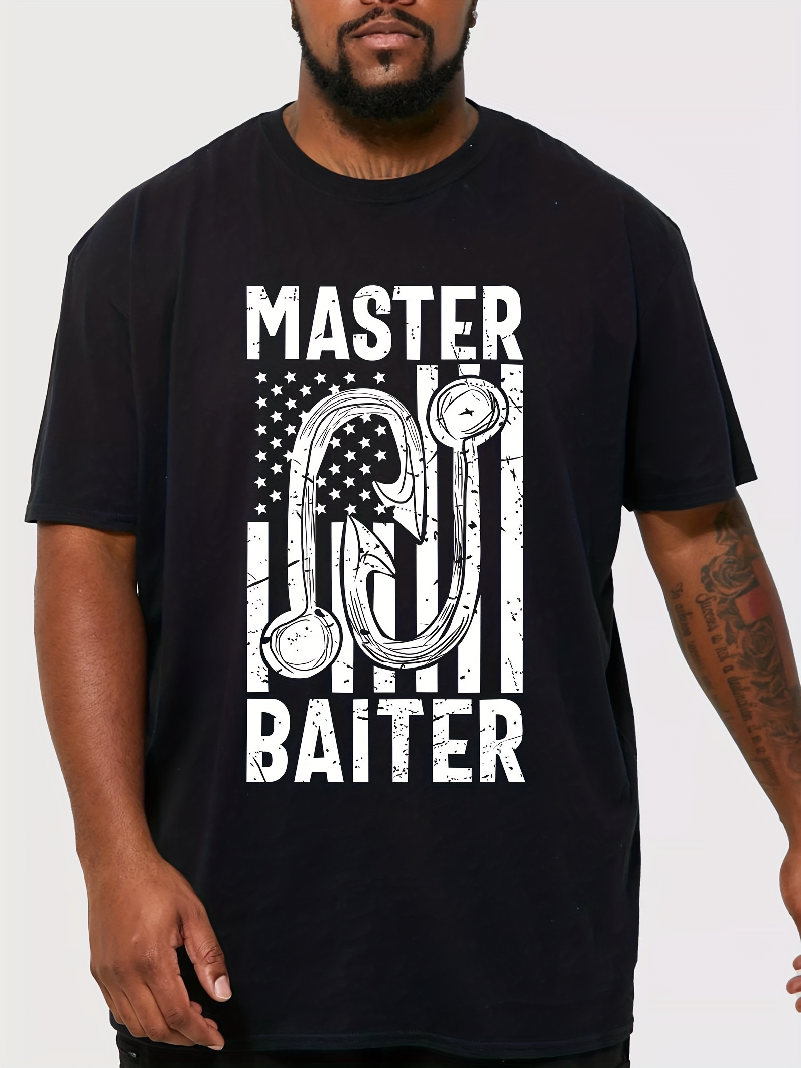 Men's master Baiter Fish Hook Print Short Sleeve T shirt - Temu