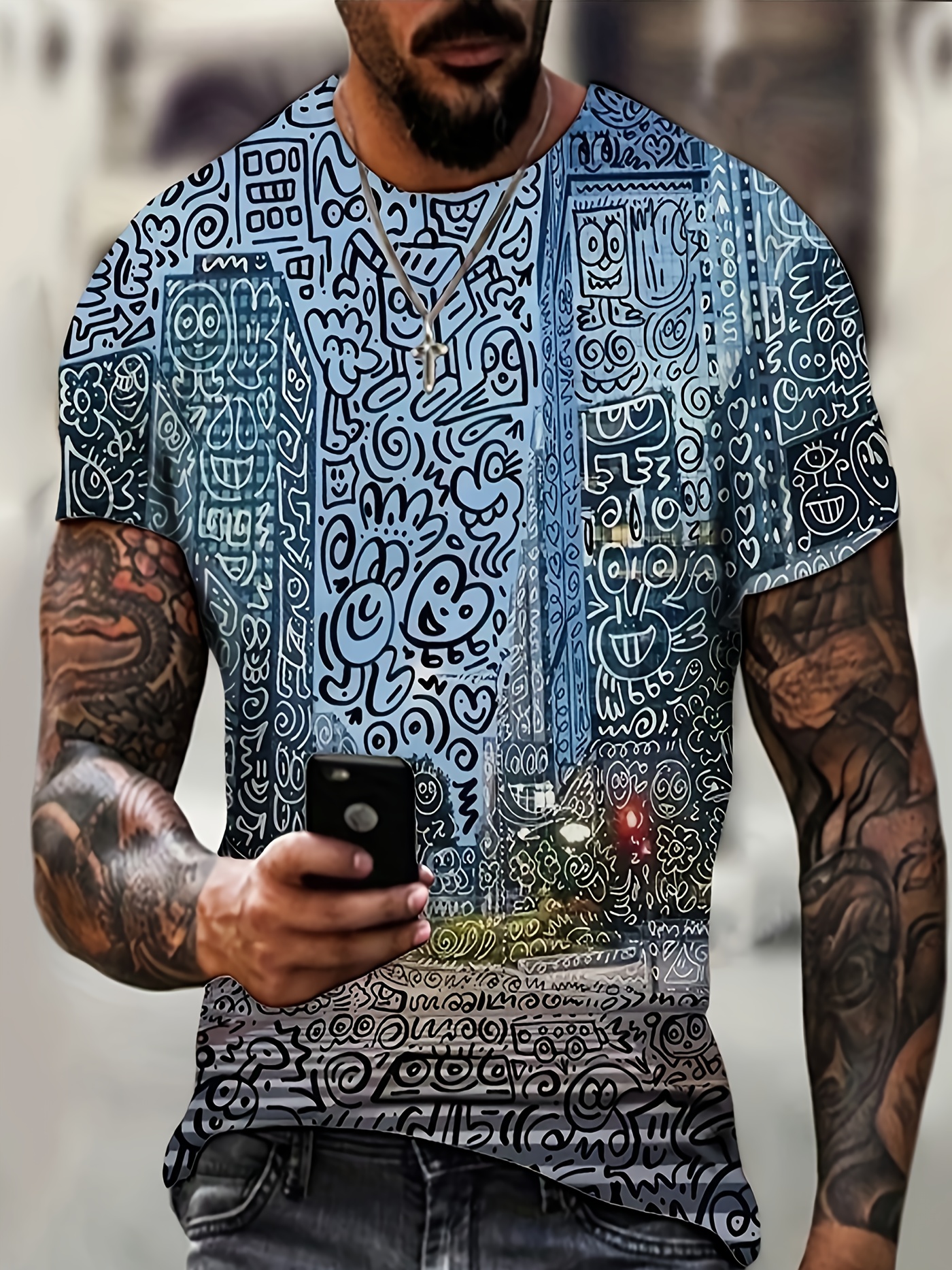 Camiseta Personalizada Estilo Callejero Hombres Elementos - Temu