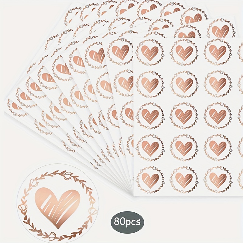 100pcs Pink Paper Label Stickers Foil Thank You Stickers Scrapbooking 1''  100pcs Wedding Envelope Seals Handmade Stationery Sticker