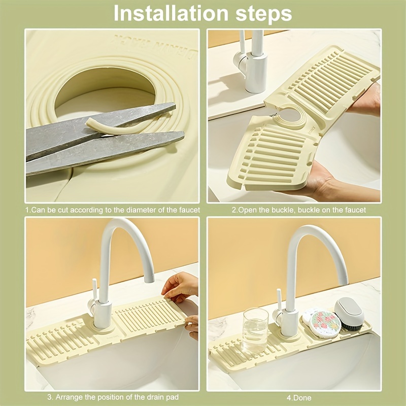 Long Silicone Sink Mat For Kitchen Bathroom Laundry Room - Temu