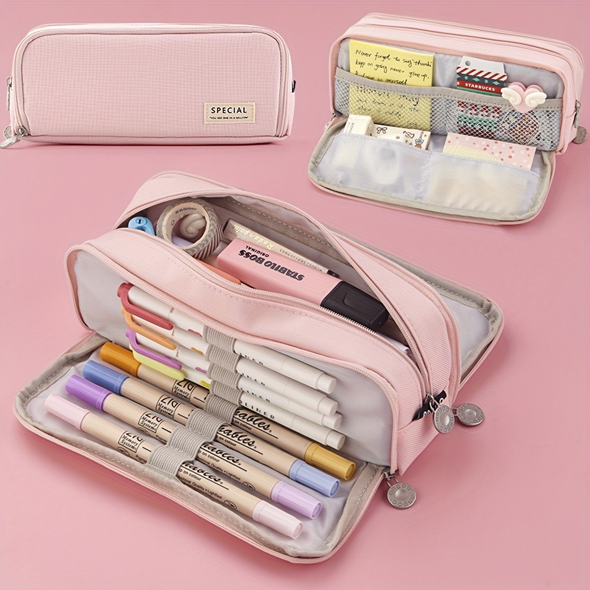 Girl Large Capacity Pencil Bag Aesthetic School Pink Big