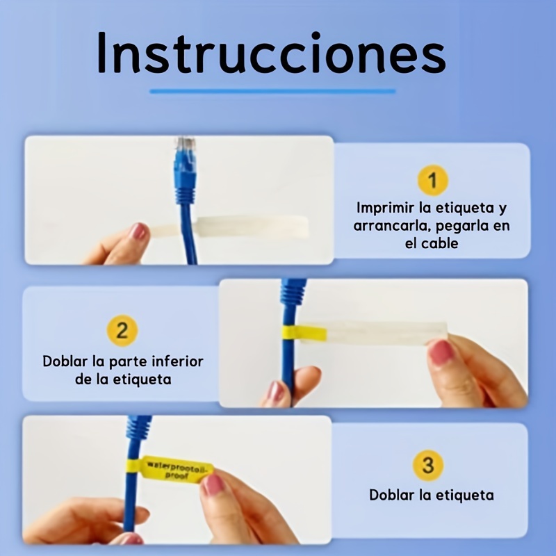  Etiquetas de cable D11 coloridas impermeables para cables de  alambre, etiquetas adhesivas resistentes al desgarro, etiquetas de  identificación de cables flexibles para etiquetadoras D11, varios cables de  carga, color amarillo, 65