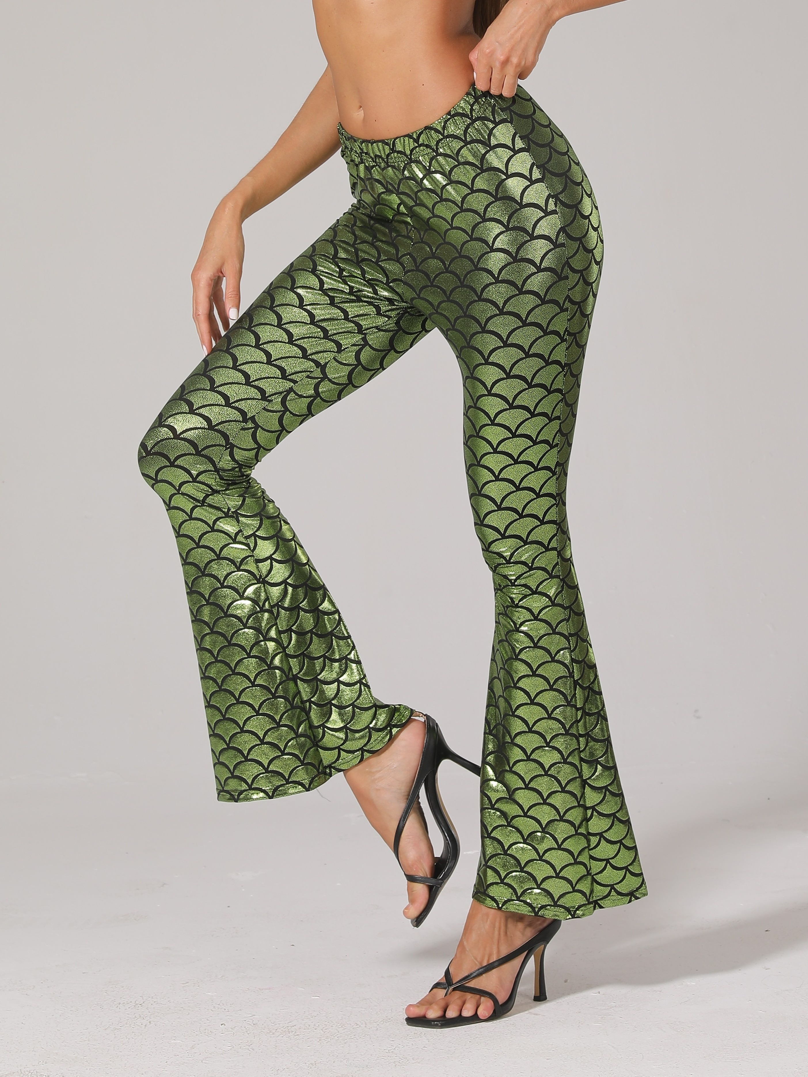 Mermaid minty green fish scales pattern leggings