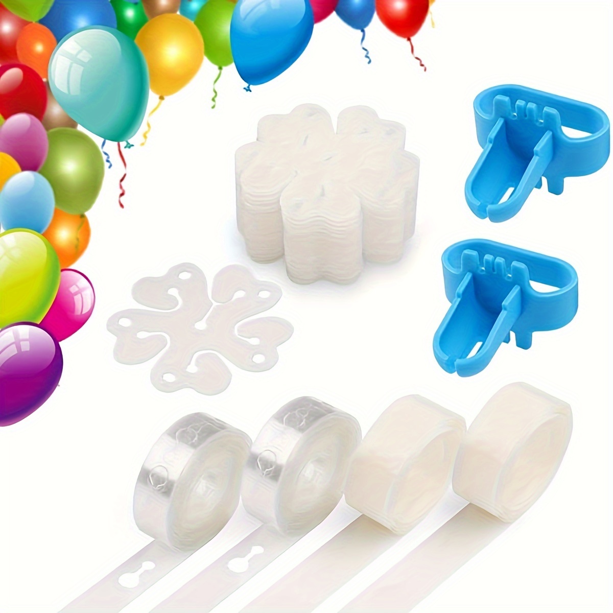 Balloon Arch Kit Balloon Garland Decorating Strip Kit, Balloon Tape Strips  Double Hole with Dot Glue Point Stickers, Balloon Flower Clip, Balloon