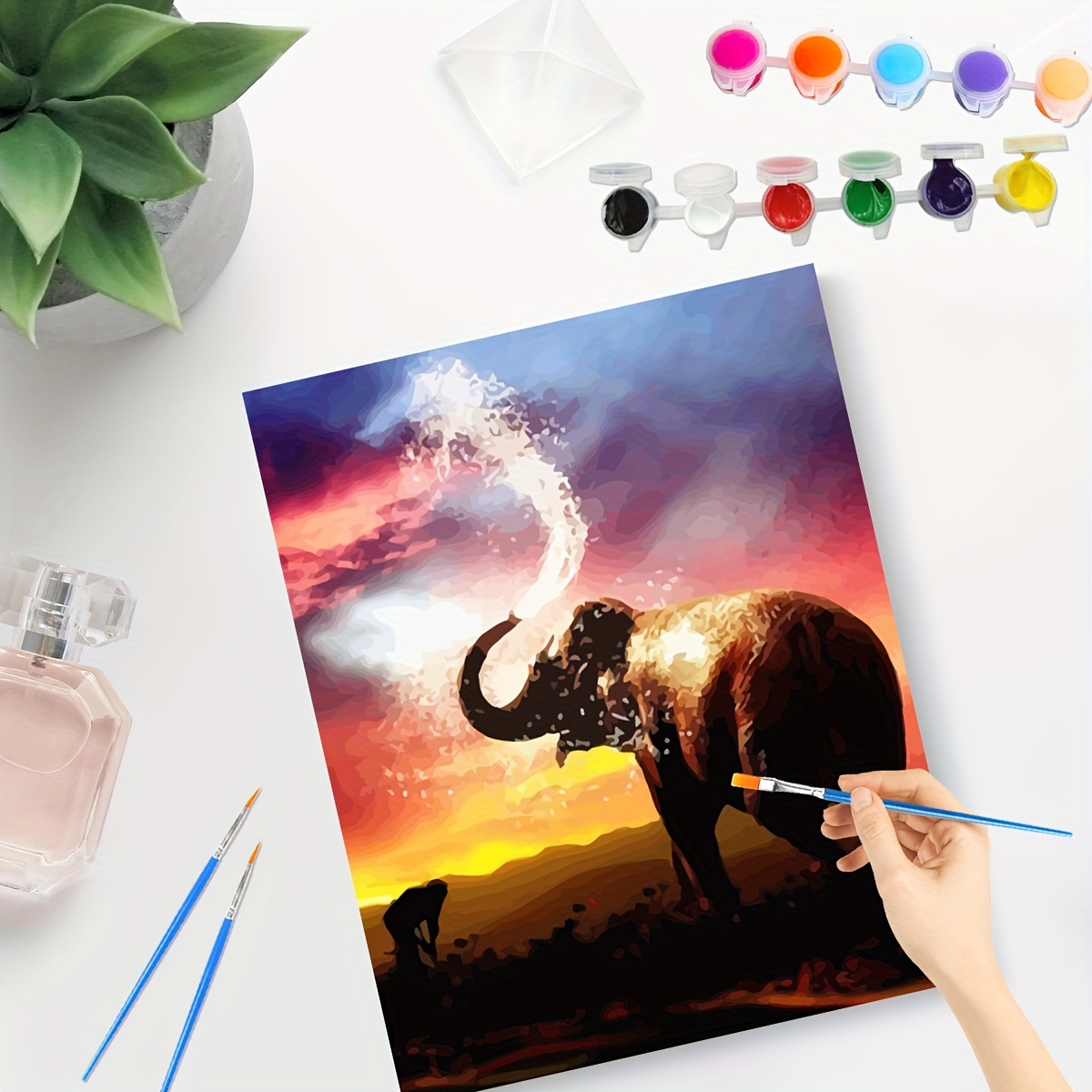 Paint By Numbers For Adults Flower And Elephant Painting By - Temu