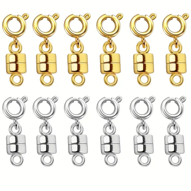 12pcs Mixed Magnetic Necklace Clasps And Closures, Converters Jewelry  Clasps For Bracelet Necklaces Chain, Golden And Silver Plated Jewelry  Making Nec