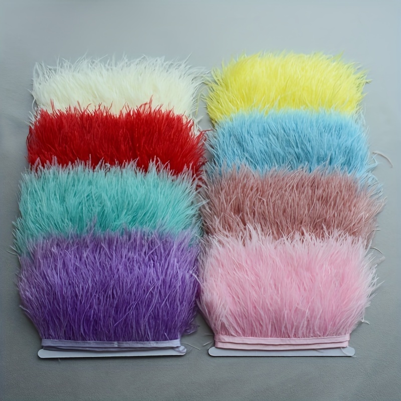 2 Yards Ostrich Feathers Trim Fringe Ribbon Natural Ostrich Feathers Trim  Fringe with Satin Ribbon 3-4 Inches for Sewing Crafts, Costumes Decoration