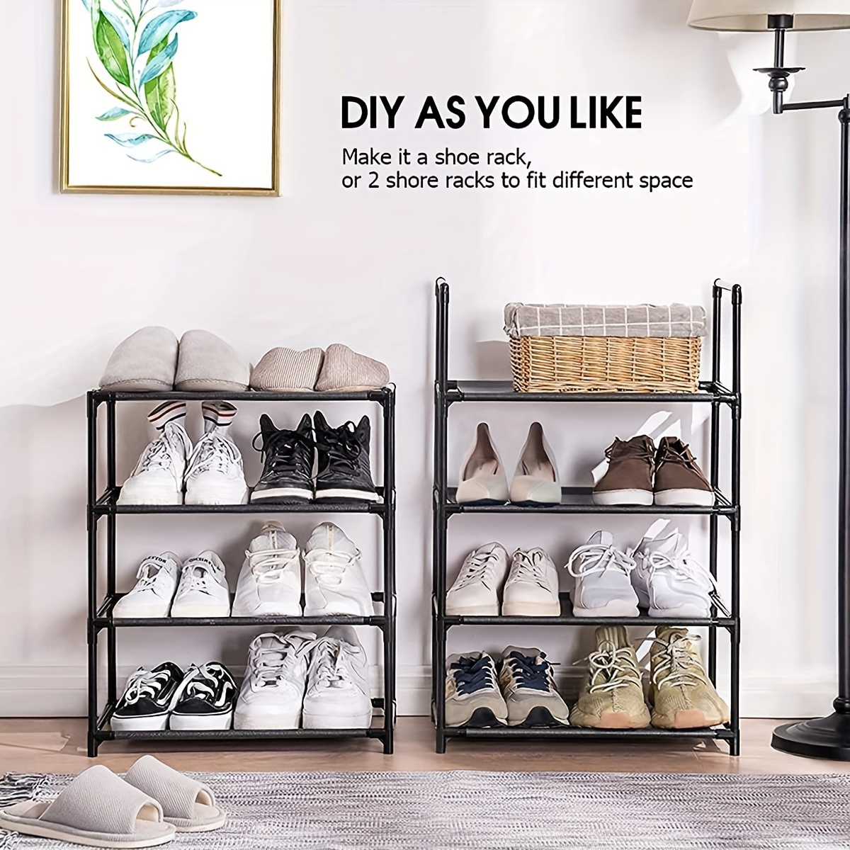 Shoe Rack Storage 5/8 Tiers Metal Tubes Shoe Shelf Organizer  ,Multifunctional Easy Assembled for Hallway Bedroom Entryway Living Room,5  layers 