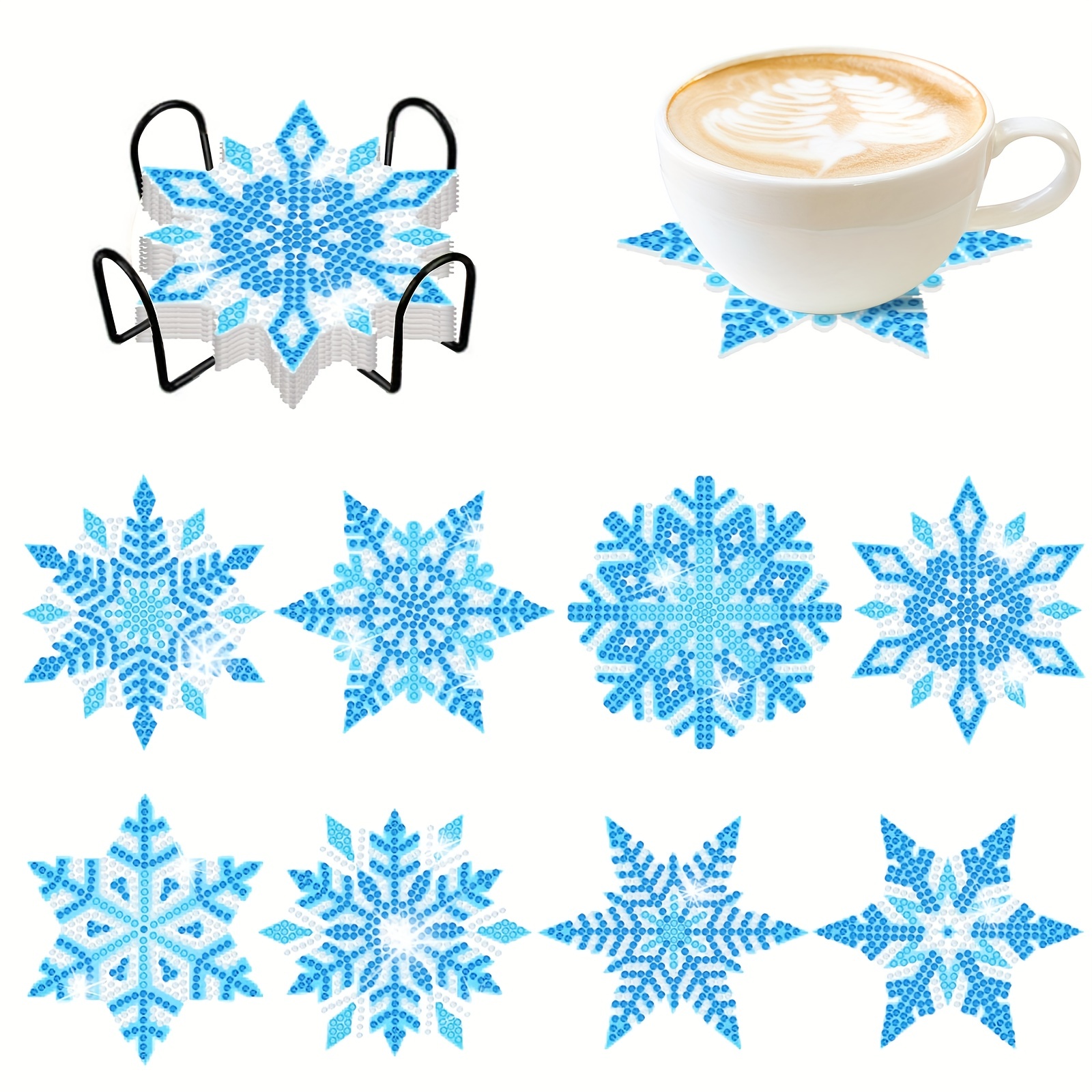 Diy Diamond Art Coasters Christmas Snowman Cup Shape Size - Temu