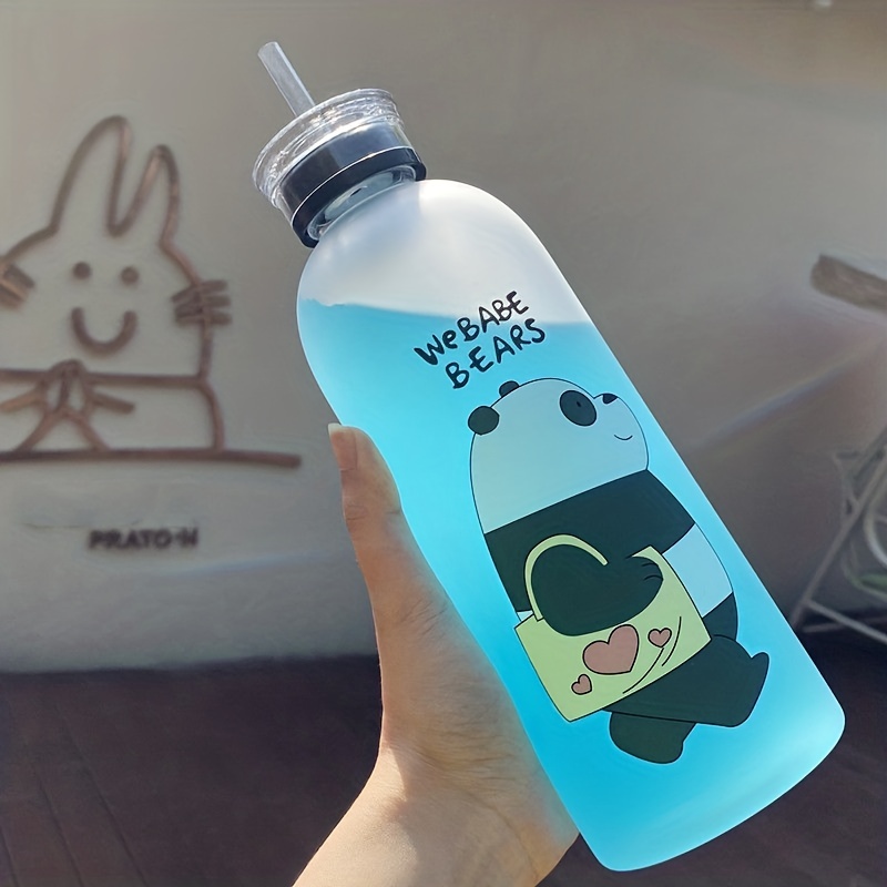 Kawaii Portable Frosted Cartoon Bear Water Bottle With Large - Temu