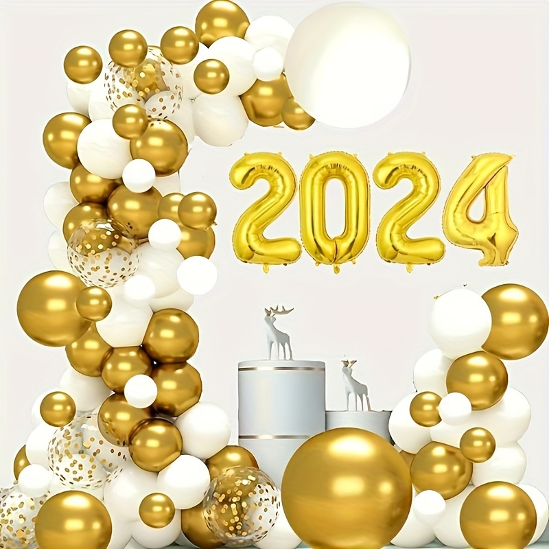 Décorations de fête pour le Nouvel An, Décoration de Saint-Sylvestre  Bannière du Nouvel An 2024 Ballon de bonne année Décoration de fête du  Nouvel An COL058 -  France