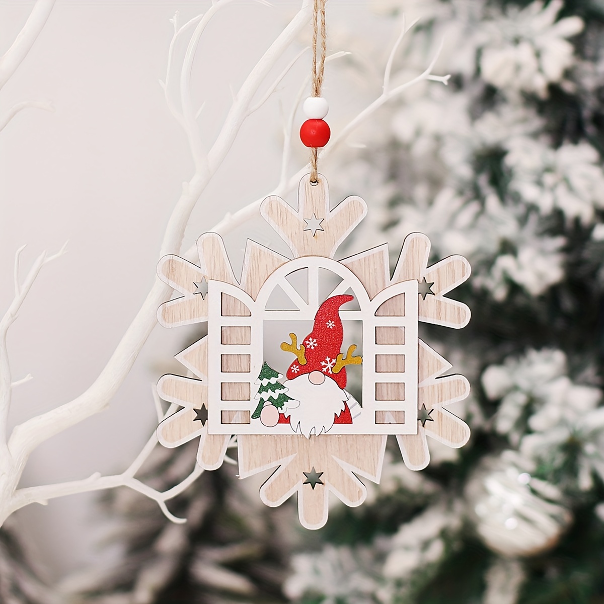 1pc クリスマスツリーの飾り クリスマス 開ける窓 老人 雪の家