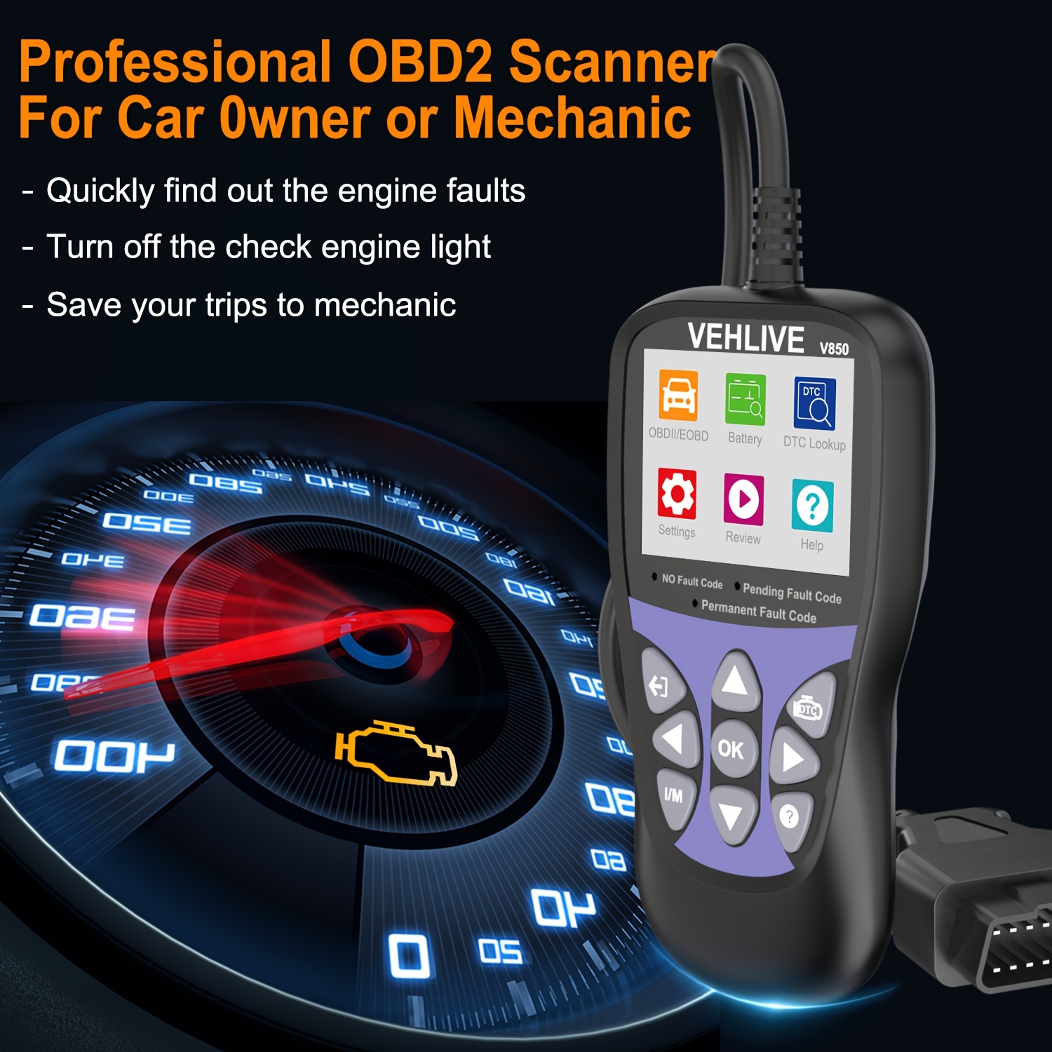  Vehicle OBD-II Diagnostic Tool,OBD2 Scanner Diagnostic Tool for  Car to Use Code Reader for Car Owners and Professionals : Automotive