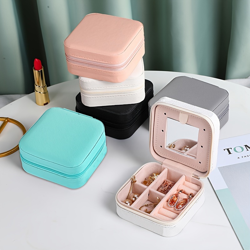 Multifunctional Mini Jewelry Box With Built in Mirror And - Temu