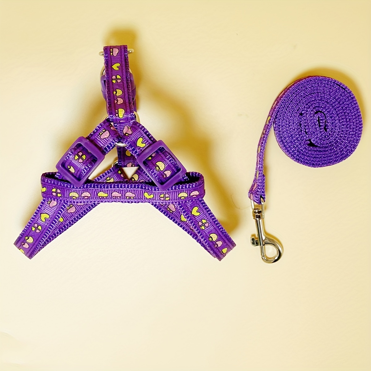 Adjustable Dog Harness with Cartoon Graphic Dog Leash