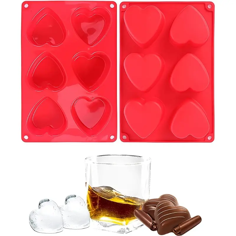 1pc Heart Shaped Silicone Molds 6 Cavity Ice Tray Mold Food Grade Mould  Baking Tools Custom Ice Cube Molds For Whiskey Cocktails And More Reusable  Oven And Dishwasher Safe Kitchen Accessories 
