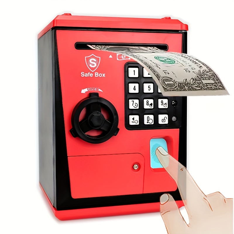 Totola - Alcancía electrónica de juguete para bebés, niños o niñas con  diseño de minicajero automático/caja fuerte para monedas y billetes con  bloqueo